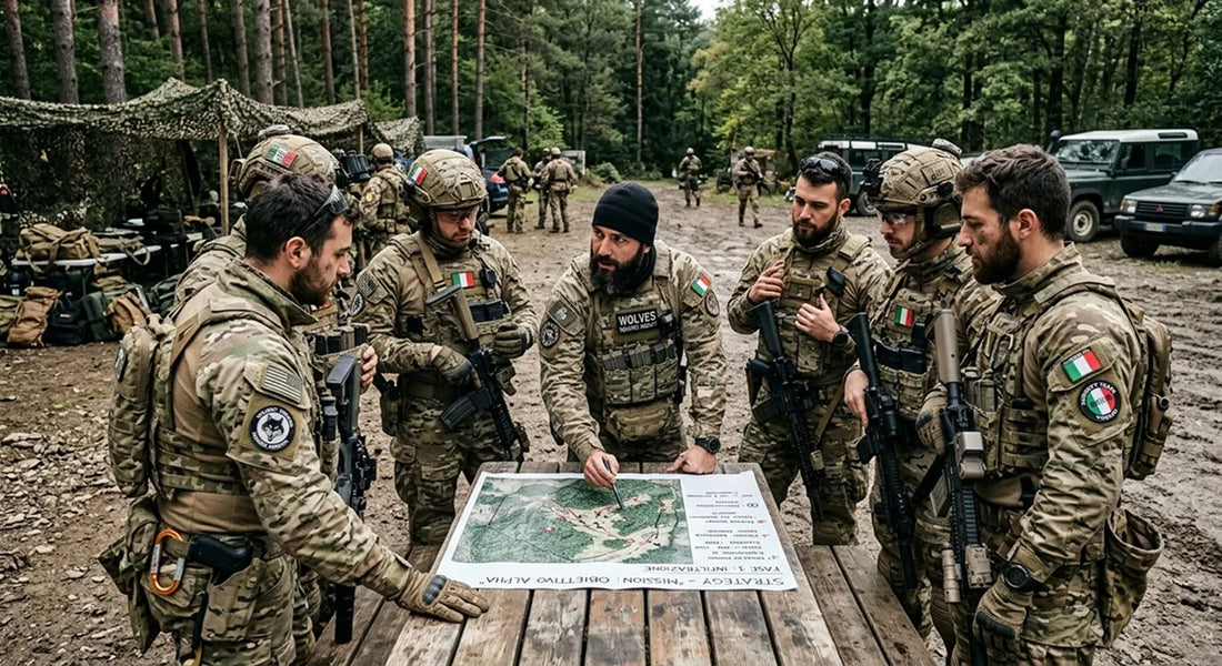 Airsoft team members meeting before training session discussing club strategy and objectives