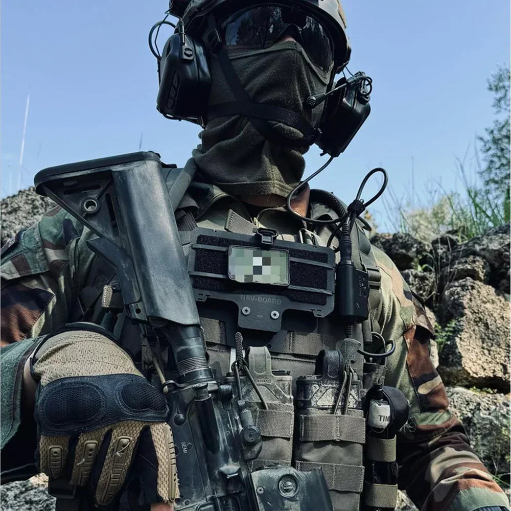 MOLLE phone mount on tactical chest rig for airsoft and milsim navigation